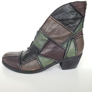 Sheridan Mia Sundance Leather Patchwork Ankle Boots Size 7.5
